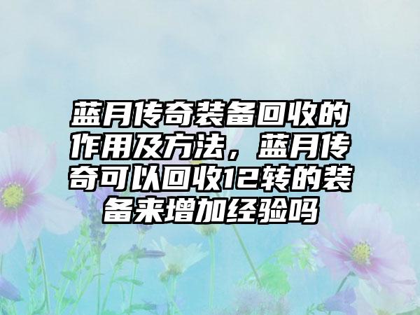 蓝月传奇装备回收的作用及方法，蓝月传奇可以回收12转的装备来增加经验吗