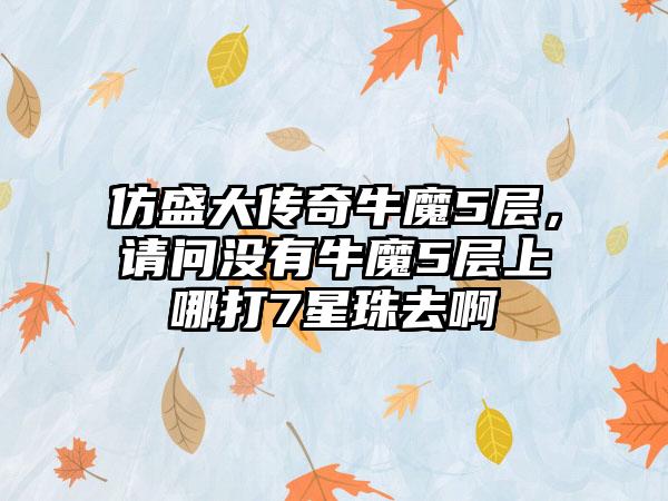 仿盛大传奇牛魔5层，请问没有牛魔5层上哪打7星珠去啊