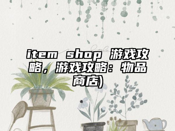 item shop 游戏攻略，游戏攻略：物品商店)
