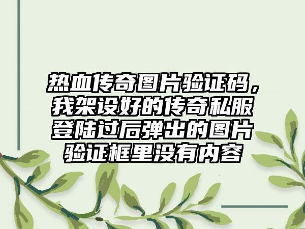 热血传奇图片验证码，我架设好的传奇私服登陆过后弹出的图片验证框里没有内容