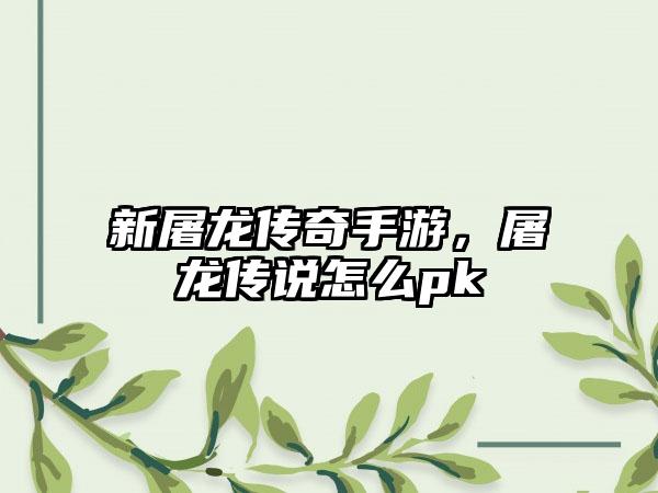 新屠龙传奇手游，屠龙传说怎么pk