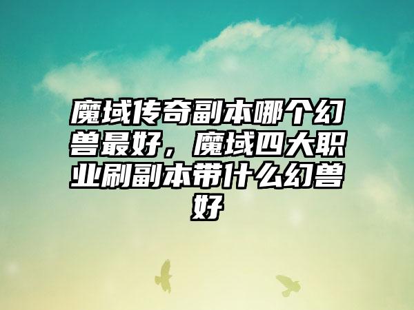 魔域传奇副本哪个幻兽最好，魔域四大职业刷副本带什么幻兽好