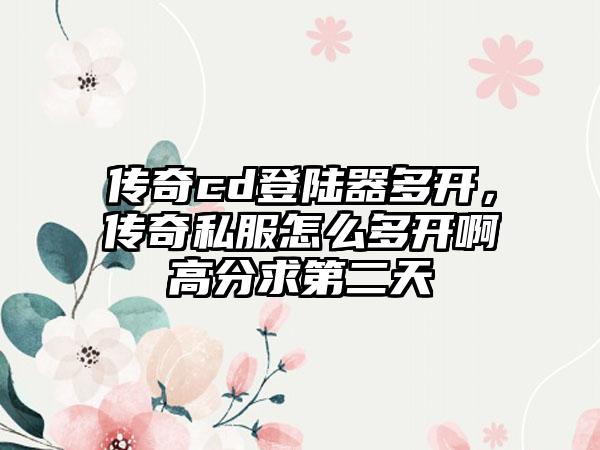传奇cd登陆器多开，传奇私服怎么多开啊高分求第二天