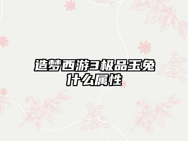 造梦西游3极品玉兔什么属性