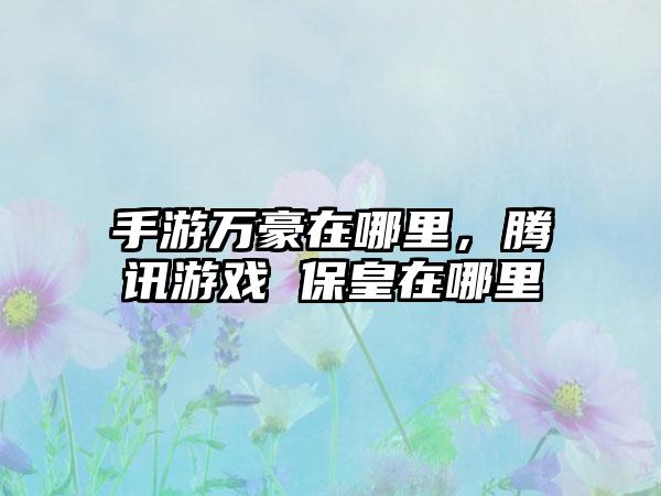 手游万豪在哪里，腾讯游戏 保皇在哪里