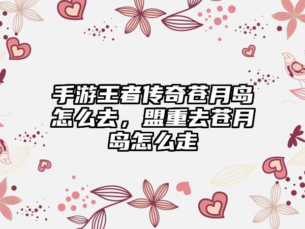 手游王者传奇苍月岛怎么去，盟重去苍月岛怎么走