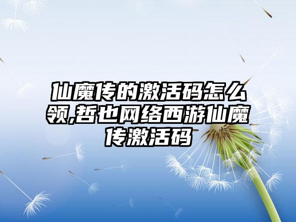 仙魔传的激活码怎么领,哲也网络西游仙魔传激活码