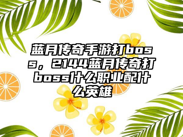 蓝月传奇手游打boss，2144蓝月传奇打boss什么职业配什么英雄