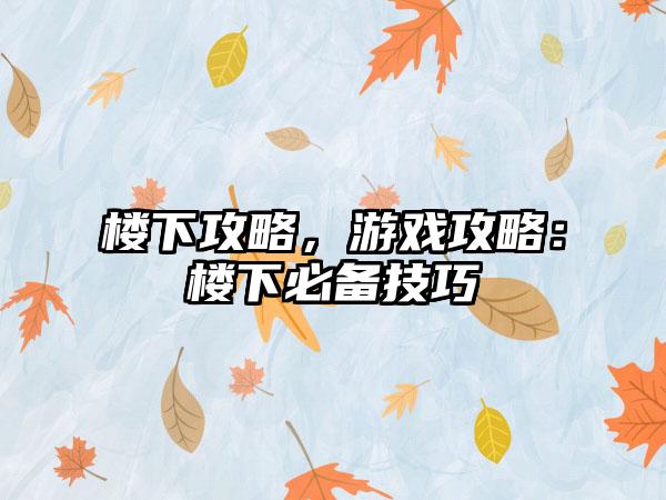 楼下攻略，游戏攻略：楼下必备技巧