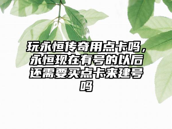 玩永恒传奇用点卡吗，永恒现在有号的以后还需要买点卡来建号吗
