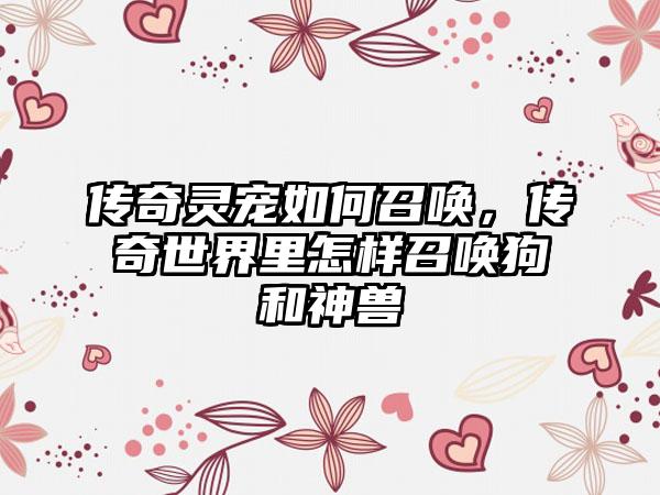 传奇灵宠如何召唤，传奇世界里怎样召唤狗和神兽