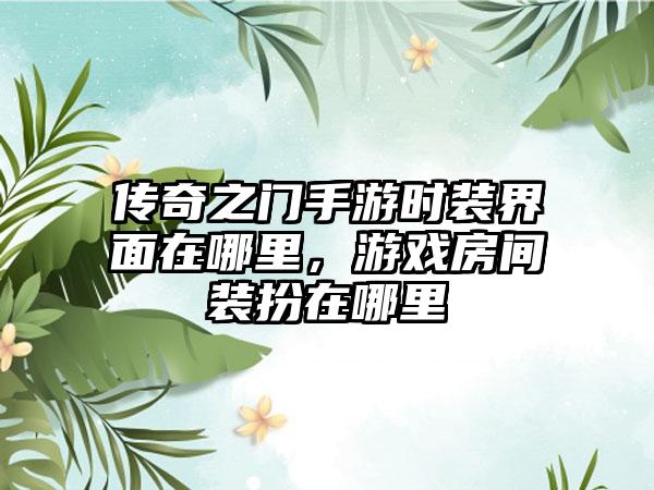 传奇之门手游时装界面在哪里，游戏房间装扮在哪里