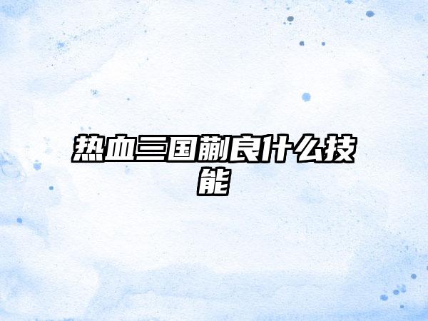 热血三国蒯良什么技能