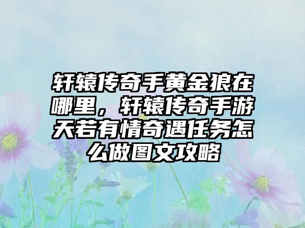 轩辕传奇手黄金狼在哪里，轩辕传奇手游天若有情奇遇任务怎么做图文攻略