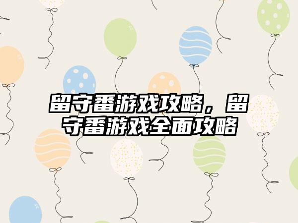 留守番游戏攻略，留守番游戏全面攻略