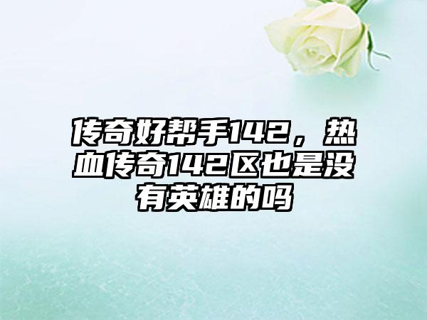 传奇好帮手142，热血传奇142区也是没有英雄的吗