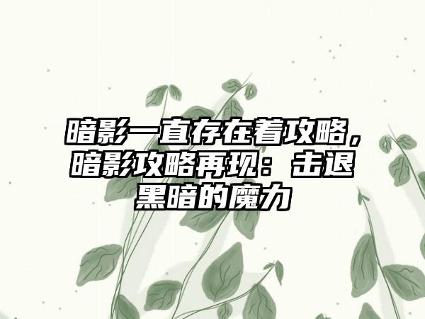 暗影一直存在着攻略，暗影攻略再现：击退黑暗的魔力