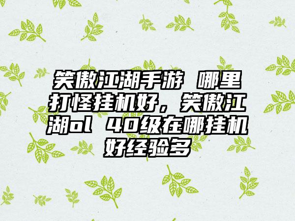 笑傲江湖手游 哪里打怪挂机好，笑傲江湖ol 40级在哪挂机好经验多