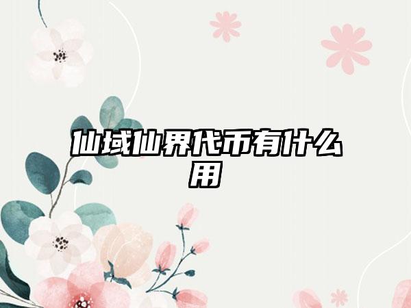 仙域仙界代币有什么用