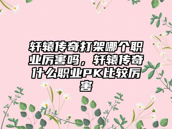 轩辕传奇打架哪个职业厉害吗，轩辕传奇什么职业PK比较厉害