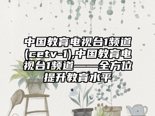 中国教育电视台1频道(cetv-1),中国教育电视台1频道——全方位提升教育水平