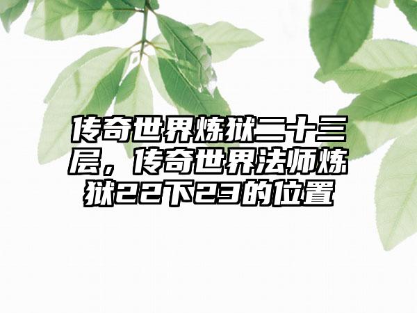 传奇世界炼狱二十三层，传奇世界法师炼狱22下23的位置