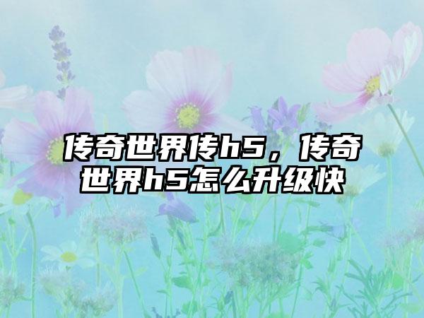 传奇世界传h5，传奇世界h5怎么升级快