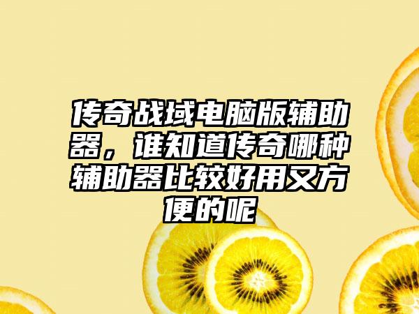 传奇战域电脑版辅助器，谁知道传奇哪种辅助器比较好用又方便的呢