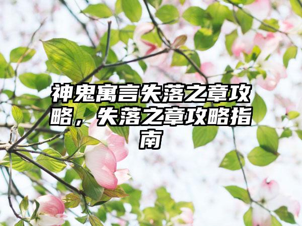 神鬼寓言失落之章攻略，失落之章攻略指南