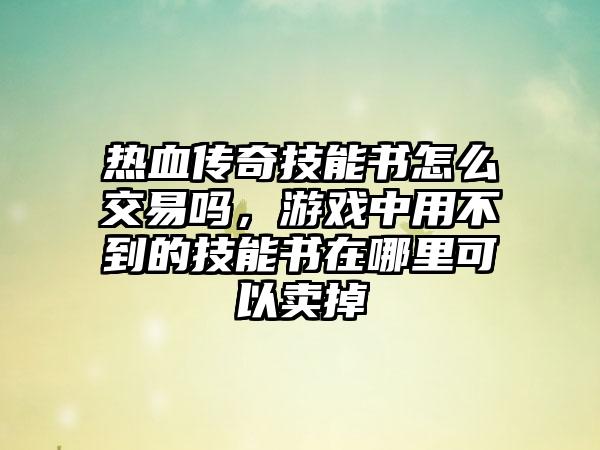热血传奇技能书怎么交易吗，游戏中用不到的技能书在哪里可以卖掉