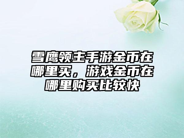 雪鹰领主手游金币在哪里买，游戏金币在哪里购买比较快