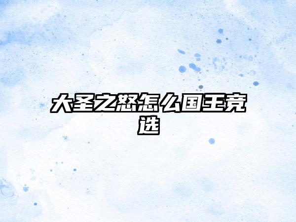 大圣之怒怎么国王竞选