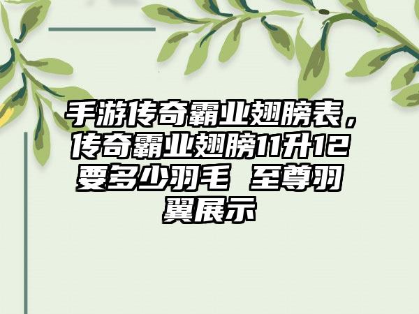 手游传奇霸业翅膀表，传奇霸业翅膀11升12要多少羽毛 至尊羽翼展示