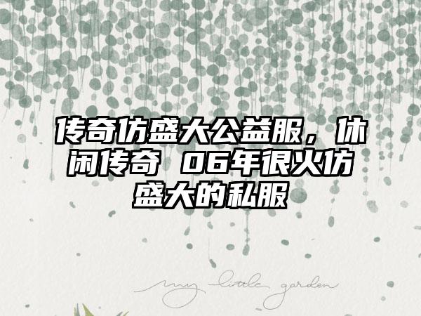 传奇仿盛大公益服，休闲传奇 06年很火仿盛大的私服