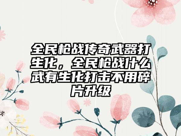 全民枪战传奇武器打生化，全民枪战什么武有生化打击不用碎片升级