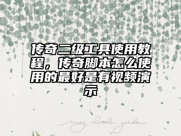 传奇二级工具使用教程，传奇脚本怎么使用的最好是有视频演示