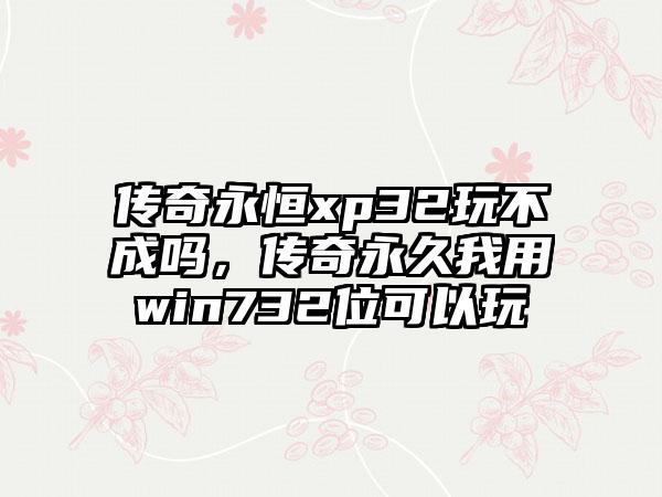 传奇永恒xp32玩不成吗，传奇永久我用win732位可以玩