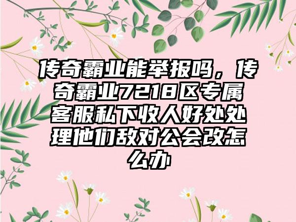 传奇霸业能举报吗，传奇霸业7218区专属客服私下收人好处处理他们敌对公会改怎么办