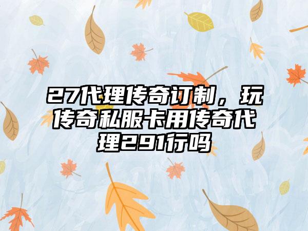 27代理传奇订制，玩传奇私服卡用传奇代理291行吗