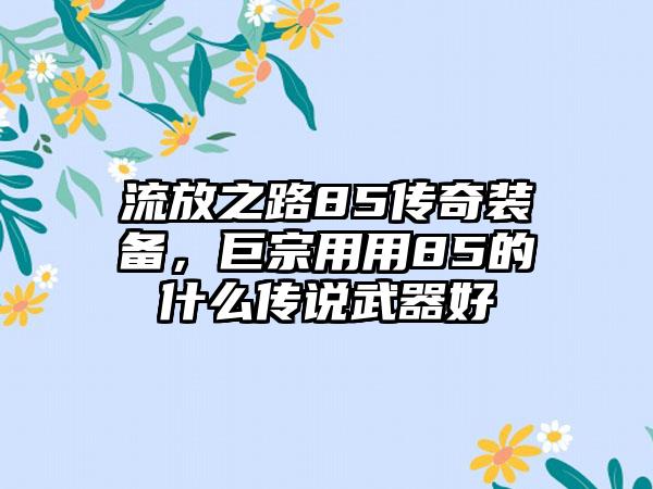 流放之路85传奇装备，巨宗用用85的什么传说武器好