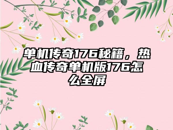 单机传奇176秘籍，热血传奇单机版176怎么全屏