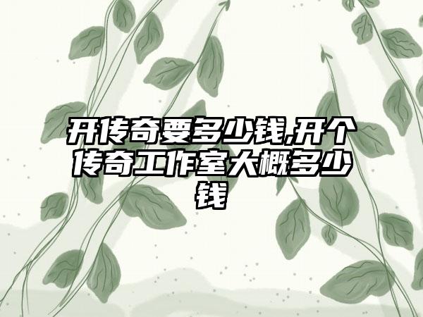 开传奇要多少钱,开个传奇工作室大概多少钱