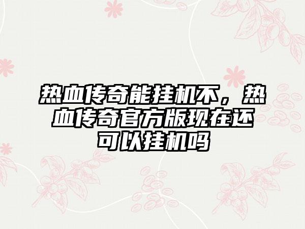 热血传奇能挂机不，热血传奇官方版现在还可以挂机吗