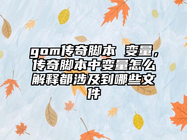 gom传奇脚本 变量，传奇脚本中变量怎么解释都涉及到哪些文件