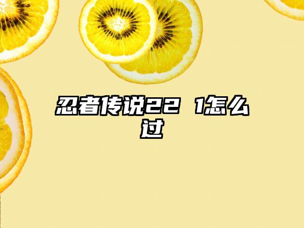 忍者传说22 1怎么过