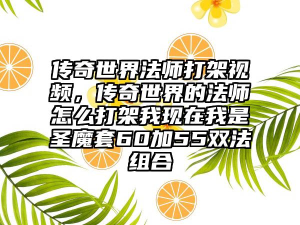 传奇世界法师打架视频，传奇世界的法师怎么打架我现在我是圣魔套60加55双法组合