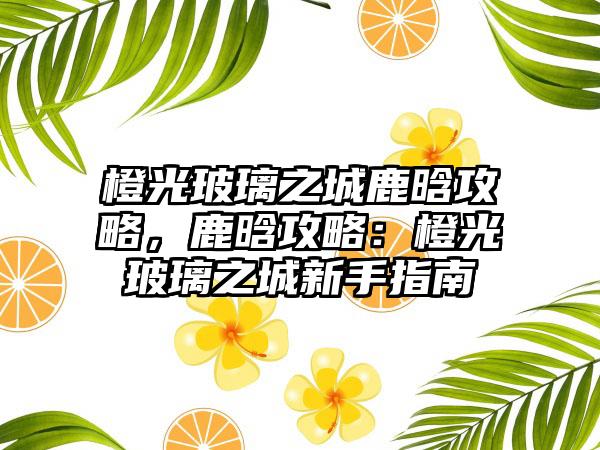 橙光玻璃之城鹿晗攻略，鹿晗攻略：橙光玻璃之城新手指南