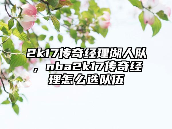 2k17传奇经理湖人队，nba2k17传奇经理怎么选队伍