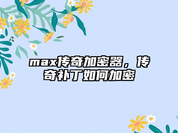 max传奇加密器，传奇补丁如何加密