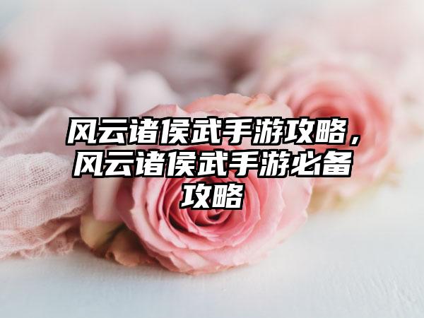 风云诸侯武手游攻略，风云诸侯武手游必备攻略